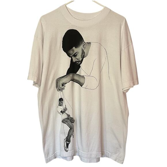 Virgil Abloh x Kid Cudi T-Shirt Men's Large White Pulling Strings Short Sleeve - Picture 1 of 6